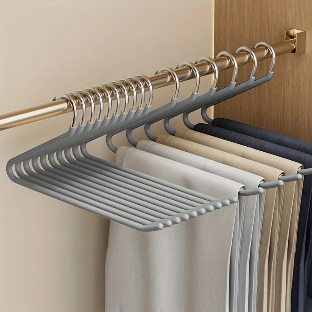 SpaceWonder: Stainless Steel Hangers for Pants in Z-Pattern – Slim, Durable & Ideal for Closet Organization (Pack of 10)