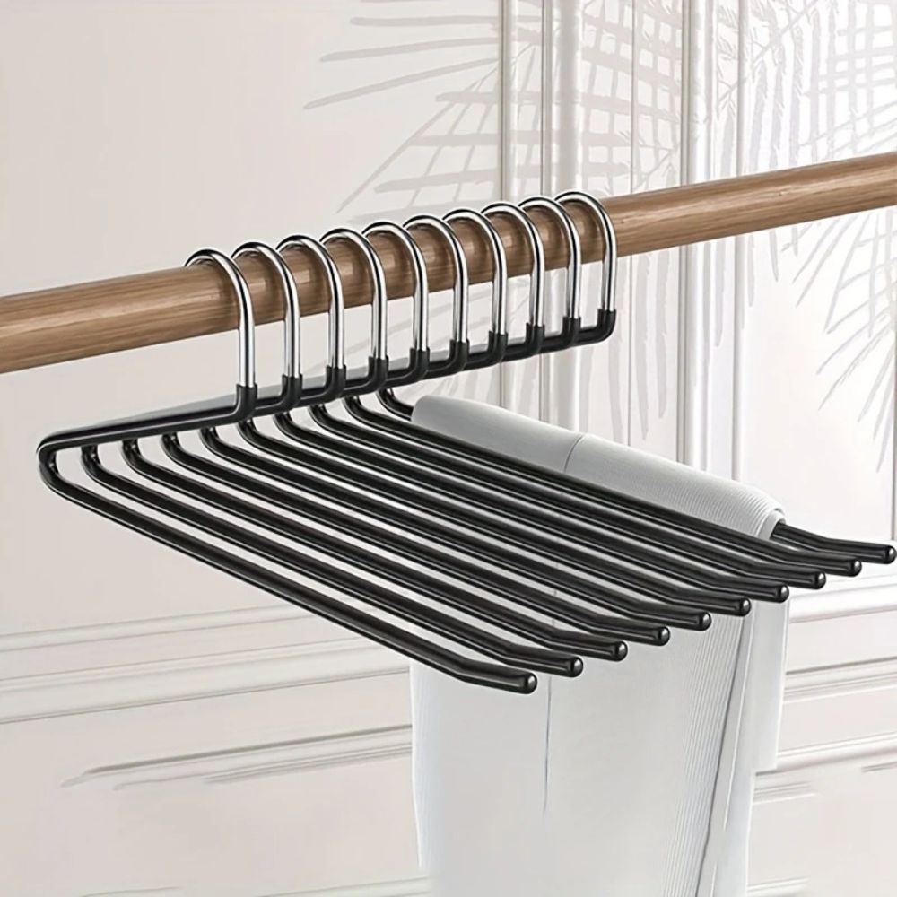 SpaceWonder: Stainless Steel Hangers for Pants in Z-Pattern – Slim, Durable & Ideal for Closet Organization (Pack of 10)