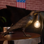 Boreas Raven Table Lamp | Detailed Resin Design, Modern Black Finish