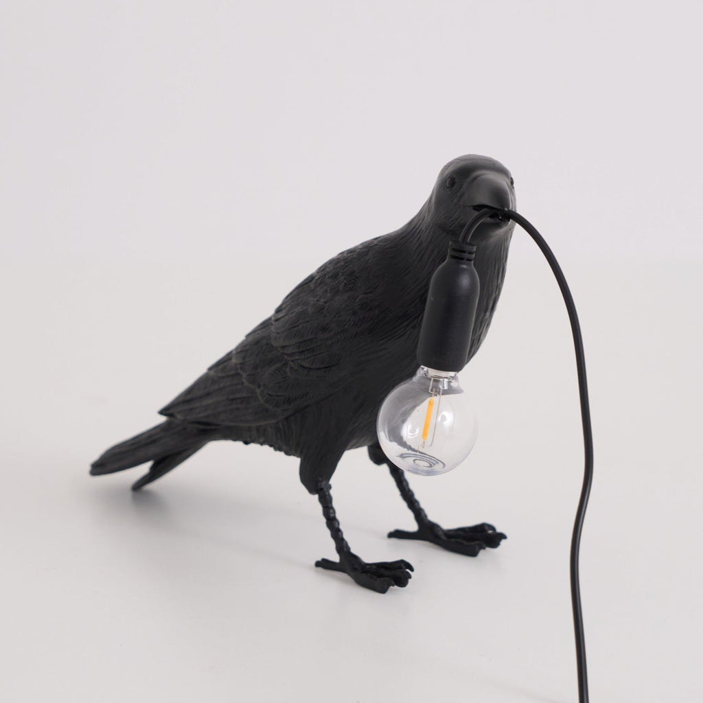 Boreas Raven Table Lamp | Detailed Resin Design, Modern Black Finish