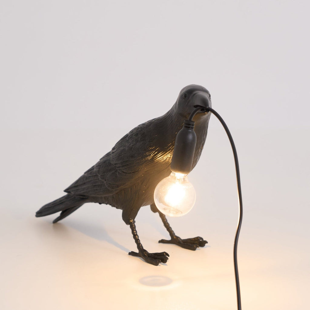Boreas Raven Table Lamp | Detailed Resin Design, Modern Black Finish