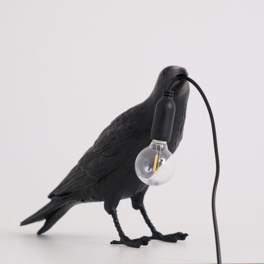 Boreas Raven Table Lamp | Detailed Resin Design, Modern Black Finish