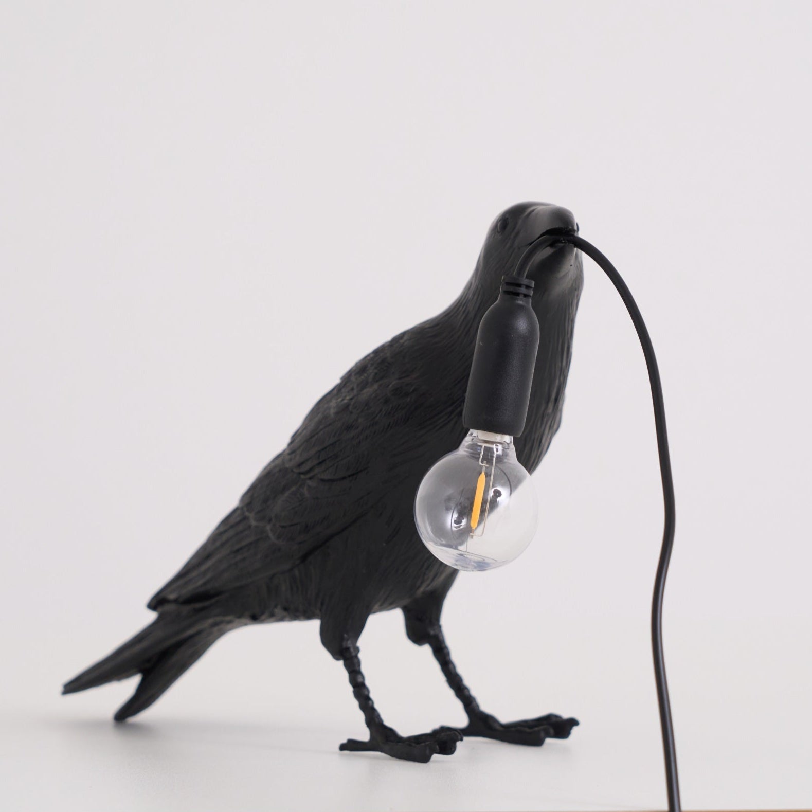 Boreas Raven Table Lamp | Detailed Resin Design, Modern Black Finish