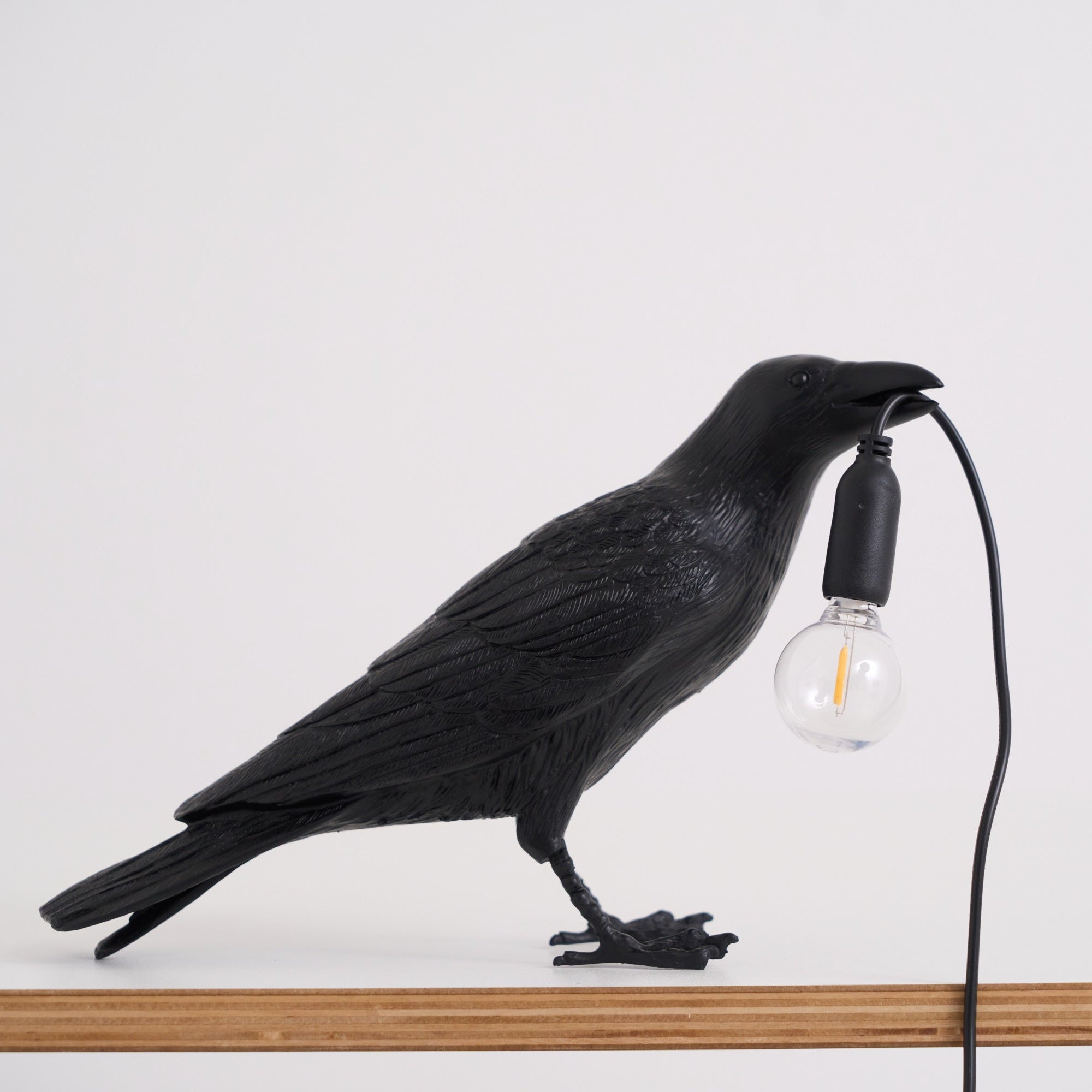 Boreas Raven Table Lamp | Detailed Resin Design, Modern Black Finish