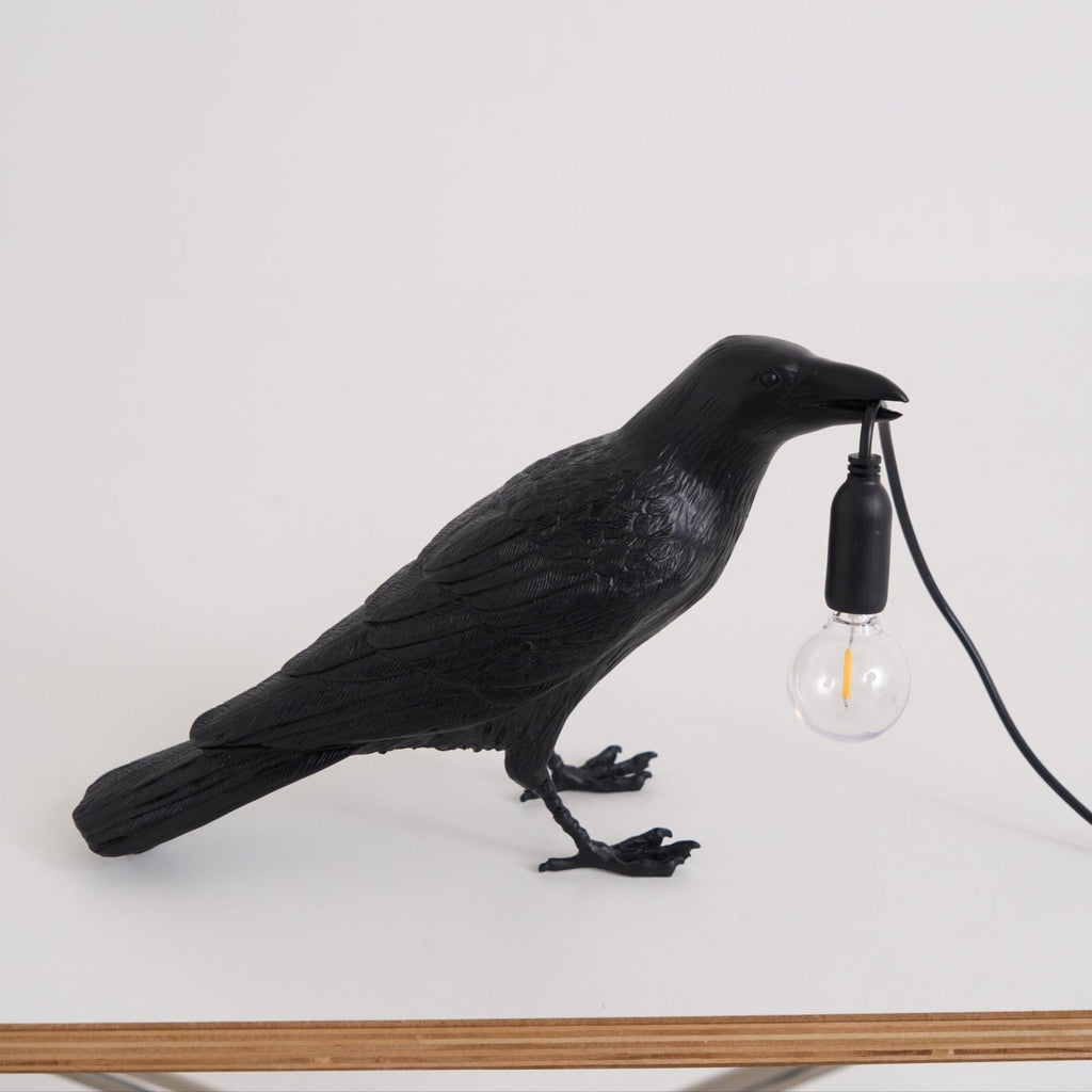 Boreas Raven Table Lamp | Detailed Resin Design, Modern Black Finish