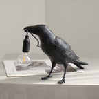 Boreas Raven Table Lamp | Detailed Resin Design, Modern Black Finish