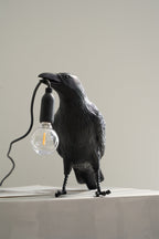 Boreas Raven Table Lamp | Detailed Resin Design, Modern Black Finish