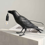 Boreas Raven Table Lamp | Detailed Resin Design, Modern Black Finish