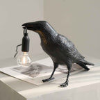 Boreas Raven Table Lamp | Detailed Resin Design, Modern Black Finish
