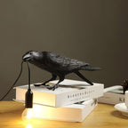 Boreas Raven Table Lamp | Detailed Resin Design, Modern Black Finish