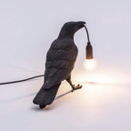 Boreas Raven Table Lamp | Detailed Resin Design, Modern Black Finish