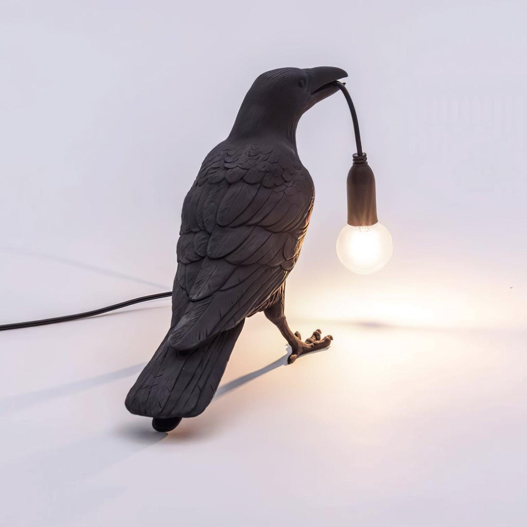 Boreas Raven Table Lamp | Detailed Resin Design, Modern Black Finish