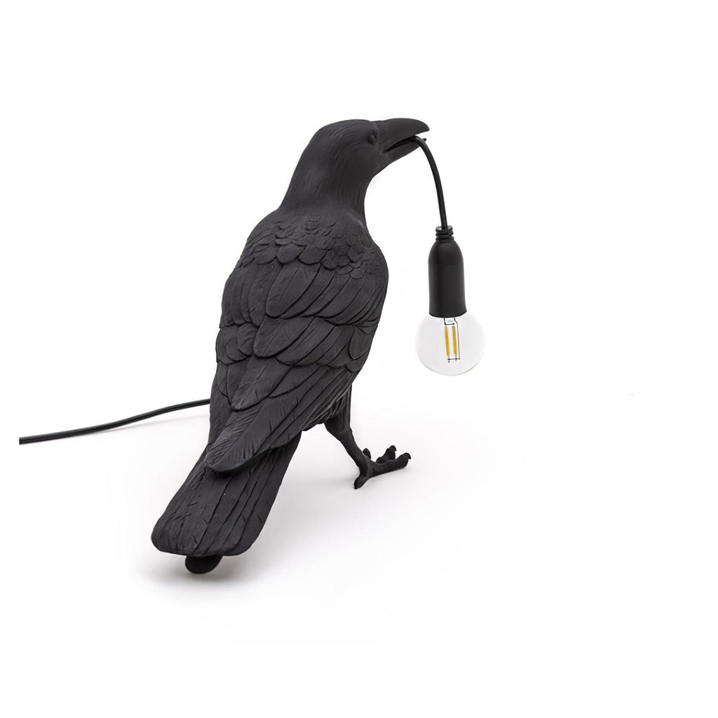 Boreas Raven Table Lamp | Detailed Resin Design, Modern Black Finish