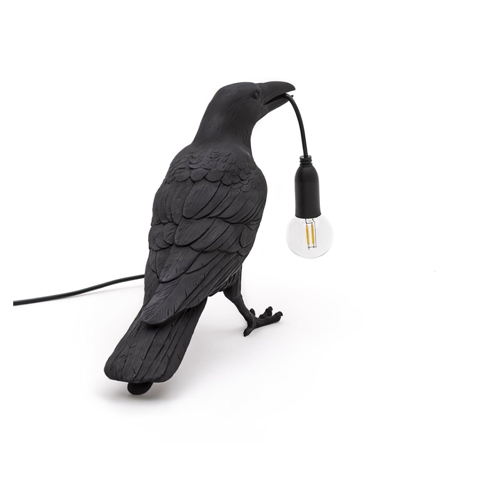 Boreas Raven Table Lamp | Detailed Resin Design, Modern Black Finish