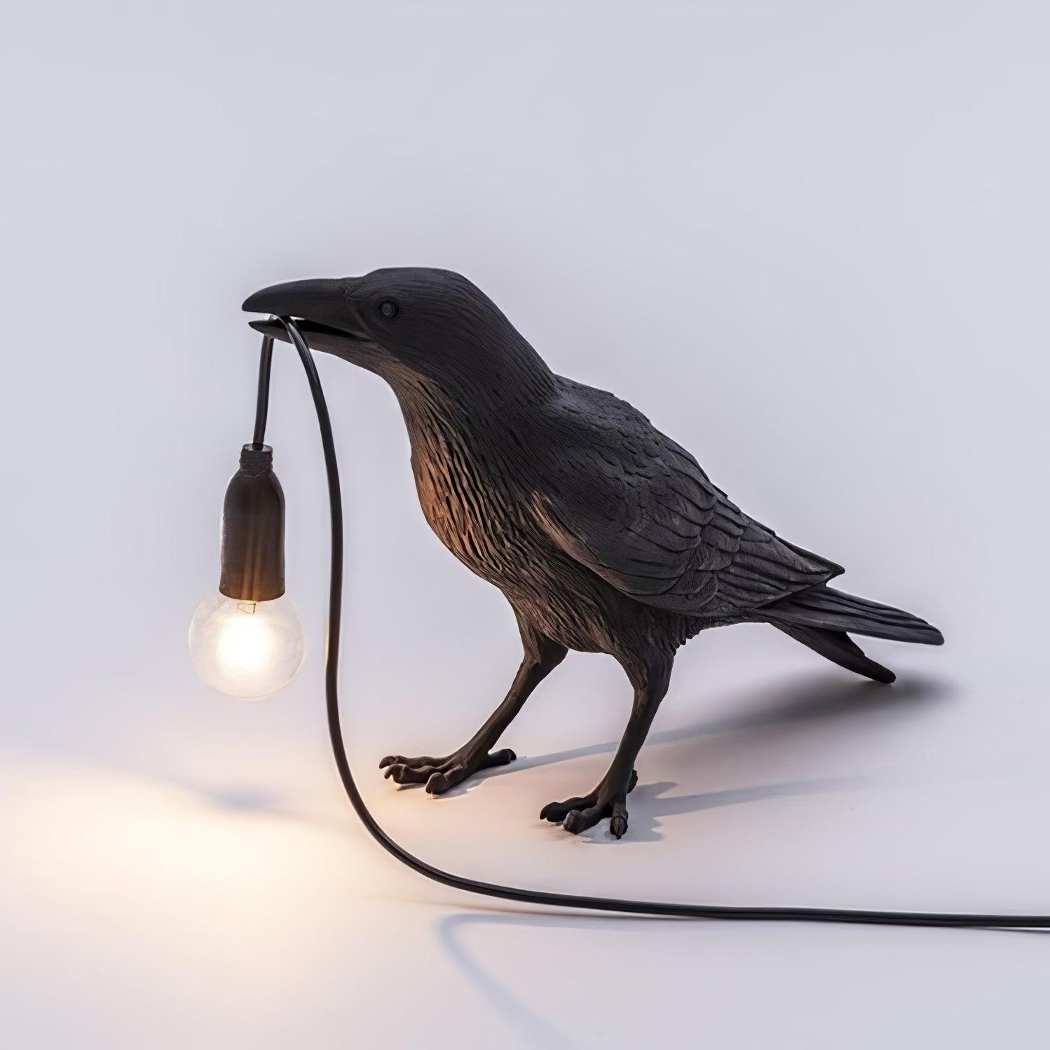 Boreas Raven Table Lamp | Detailed Resin Design, Modern Black Finish