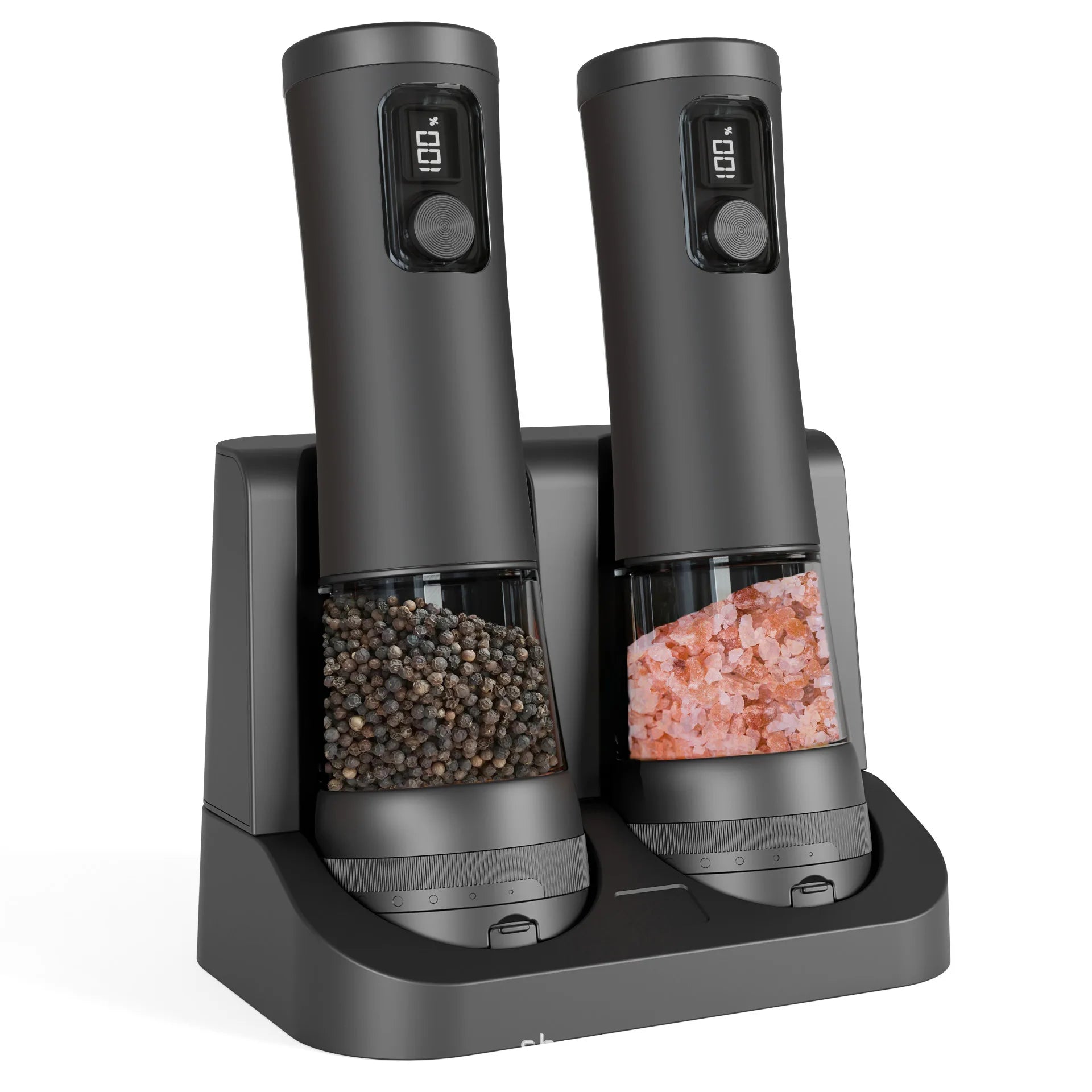Salt and Pepper Grinder Set Rechargeable Adjustable Grind Stainless Steel