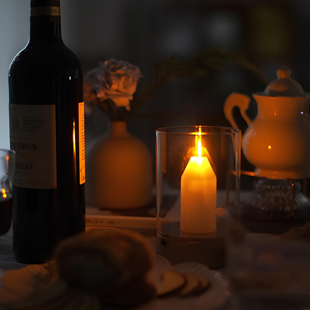 LED Candle Lamp, Glass Cylinder, USB Rechargeable, Motion Control