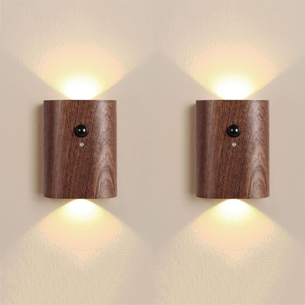 Wall Light LED Motion Sensor USB Rechargeable 2700K Wood PC 7.3 cm