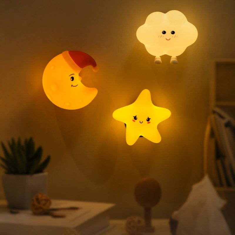 Rechargeable Night Light in Moon, Star, and Cloud Designs – Soothing Glow for Bedrooms and Nurseries