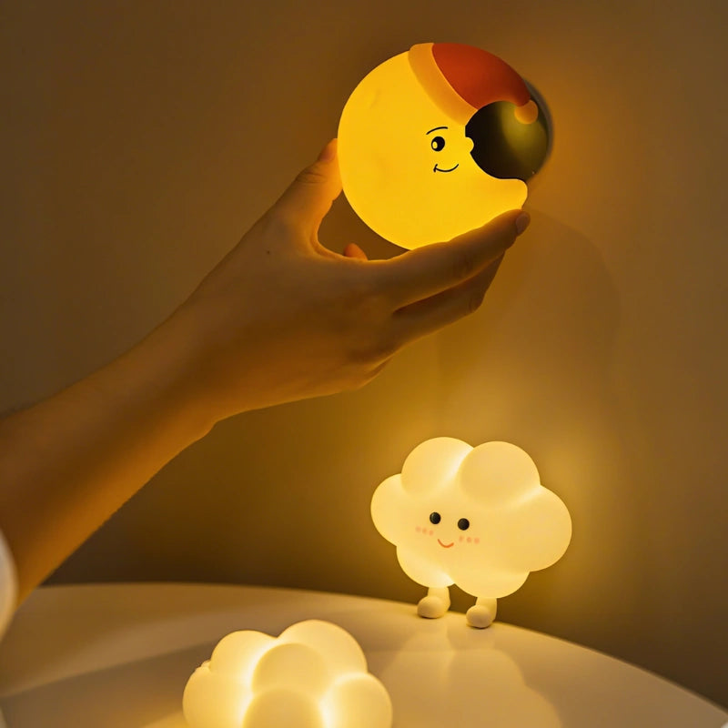 Rechargeable Night Light in Moon, Star, and Cloud Designs – Soothing Glow for Bedrooms and Nurseries