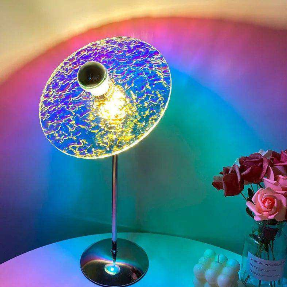 Sunset Projection Table Lamp, Glass Shade, 800mAh Battery, Touch Dimming