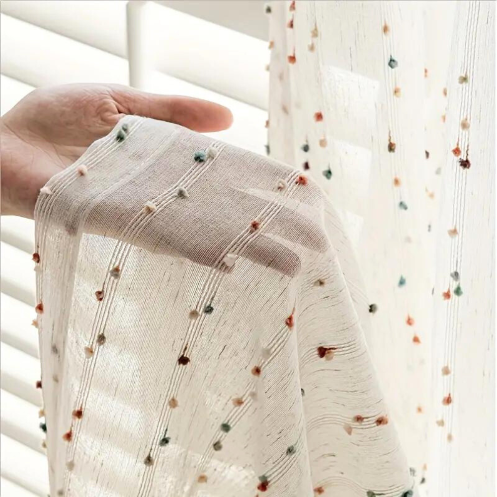 RainbowCharm: Colorful Tulle Curtains with Rainbow Pattern – Sheer & Stylish for Living Spaces