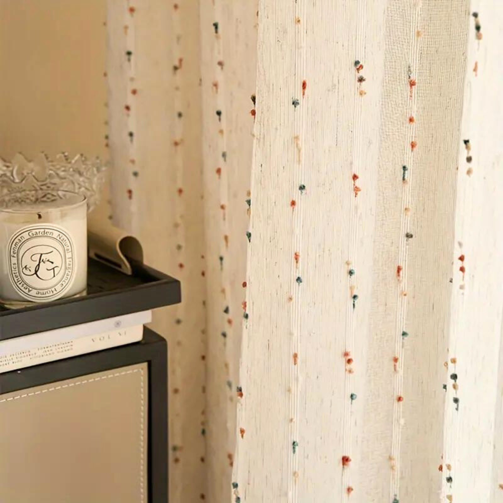 RainbowCharm: Colorful Tulle Curtains with Rainbow Pattern – Sheer & Stylish for Living Spaces