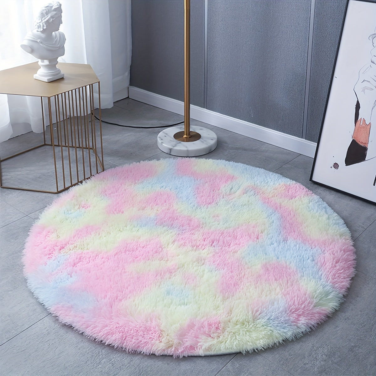 RainbowDream: Rectangular Colorful Plush Soft Carpet – Decorative for Living Room & Bedroom