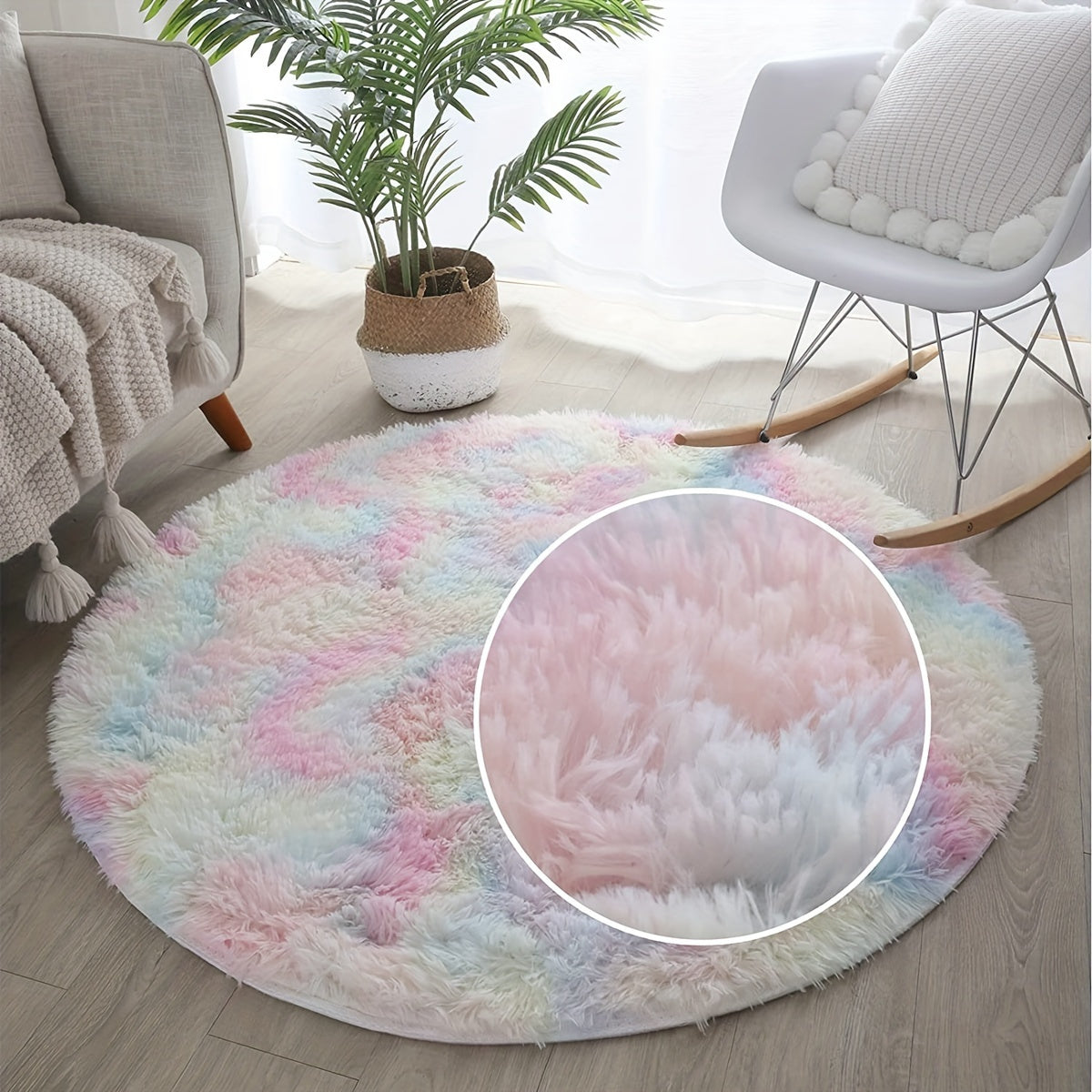 RainbowDream: Rectangular Colorful Plush Soft Carpet – Decorative for Living Room & Bedroom