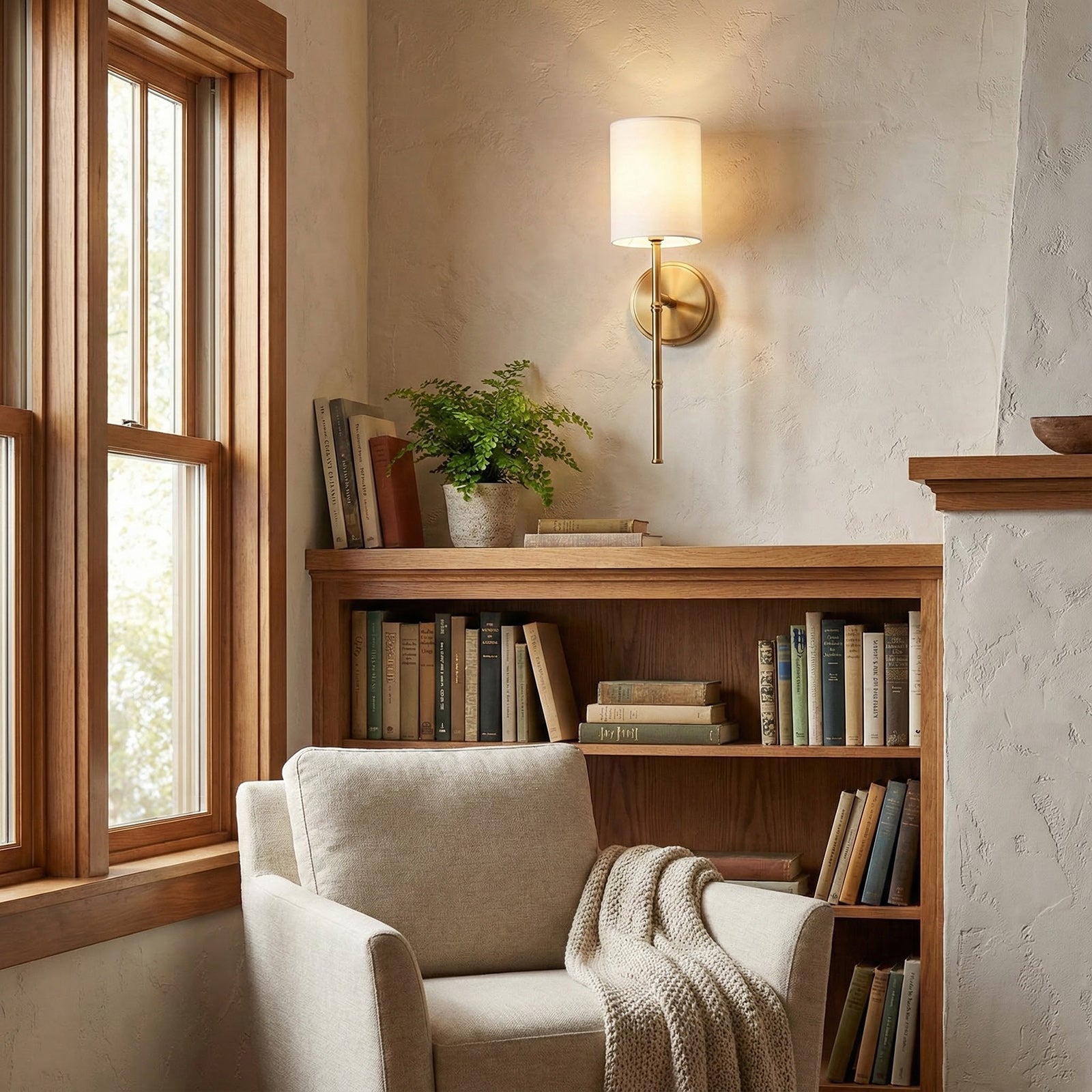 Brass Swing Shade Tall Wall Lamp
