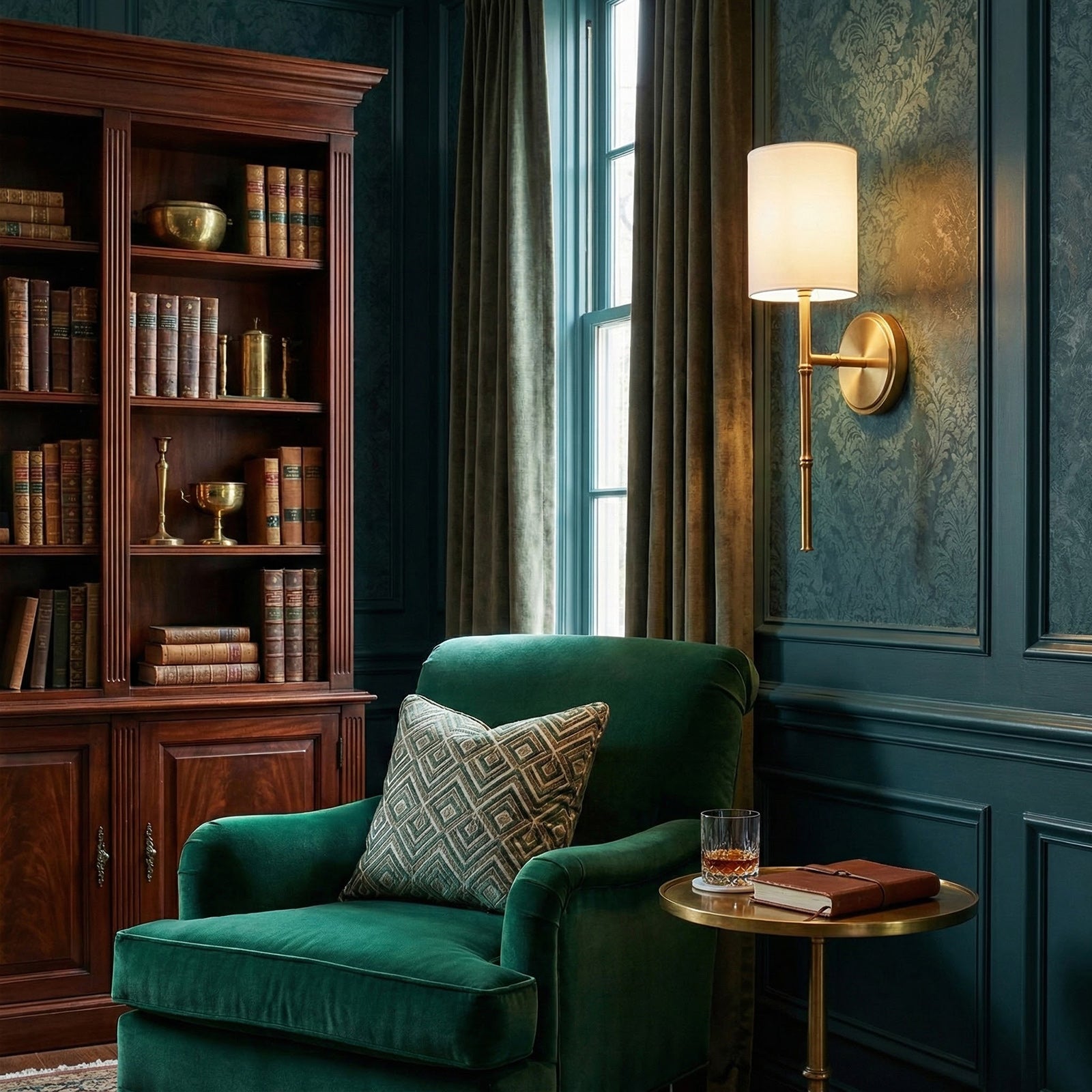 Brass Swing Shade Tall Wall Lamp