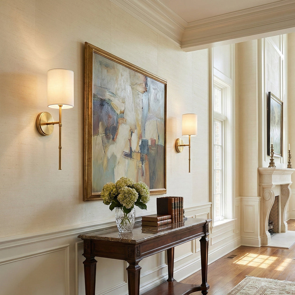 Brass Swing Shade Tall Wall Lamp