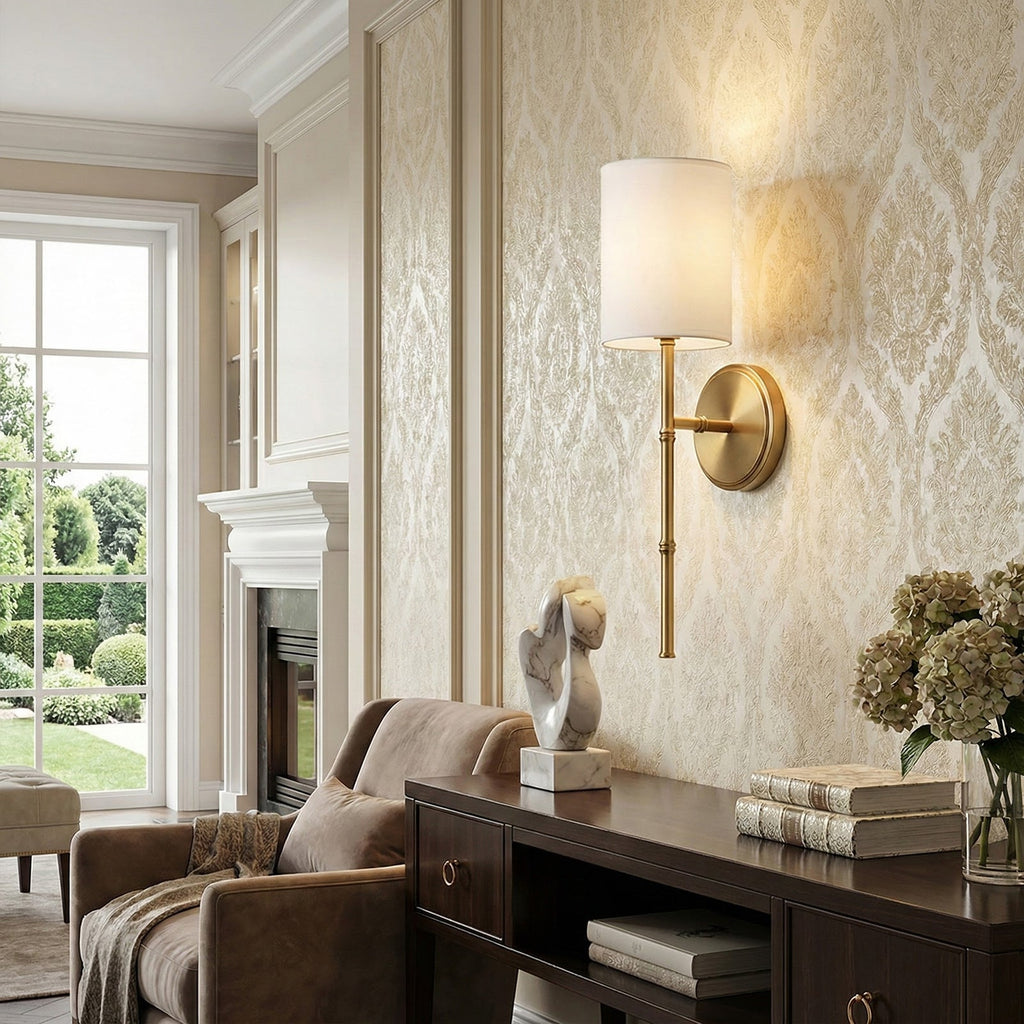 Brass Swing Shade Tall Wall Lamp