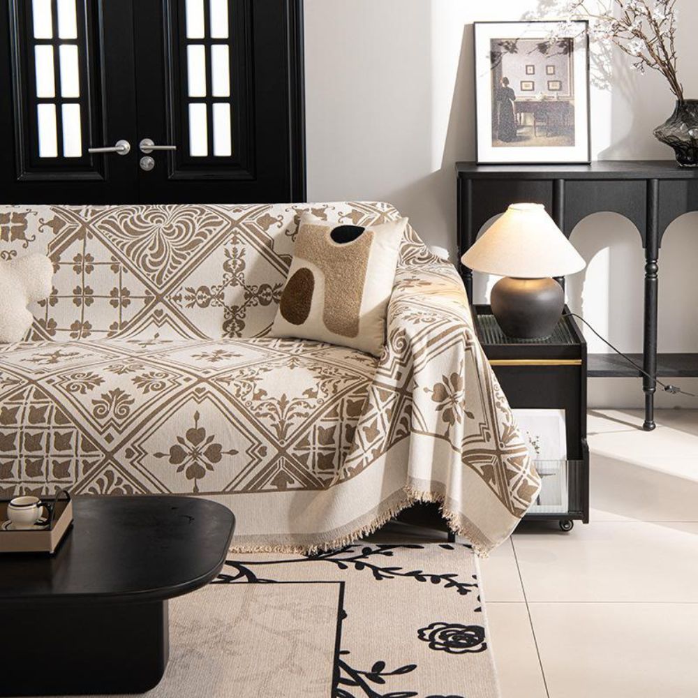 RenaissanceLine: Sofa cover made of high-quality chenille with decorative pattern & cozy texture – for sofa & living area