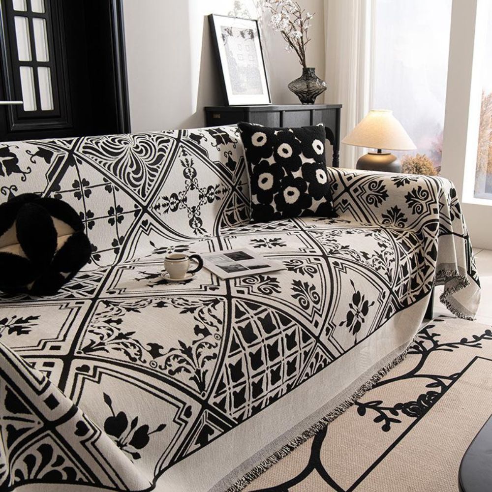 RenaissanceLine: Sofa cover made of high-quality chenille with decorative pattern & cozy texture – for sofa & living area