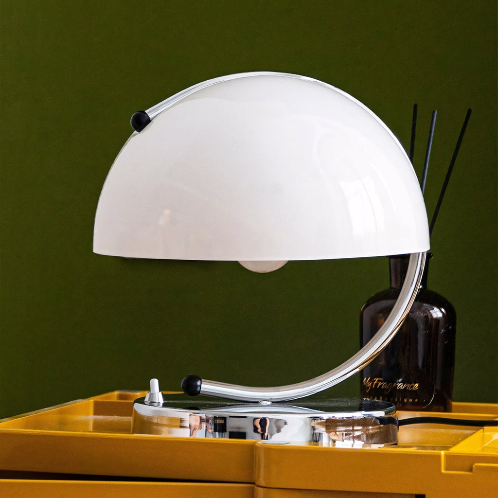 Renzo Crescent Arm Glass Dome Table Lamp