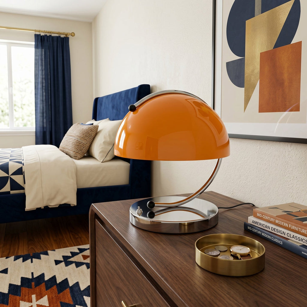 Renzo Crescent Arm Glass Dome Table Lamp