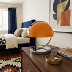 Renzo Crescent Arm Glass Dome Table Lamp