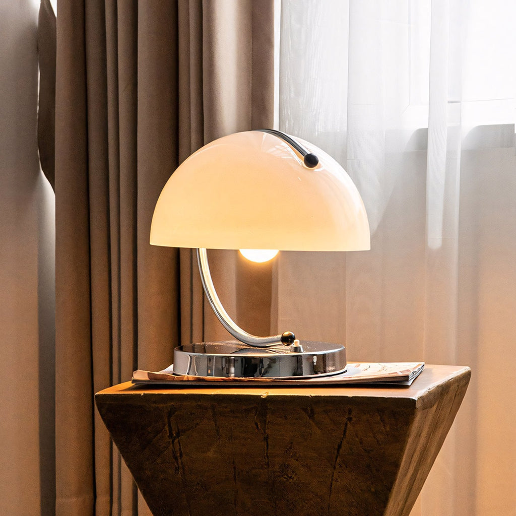 Renzo Crescent Arm Glass Dome Table Lamp