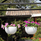 Hanging Planter Resin Rattan Look Round Design Iron Chain