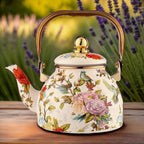 RetroSplash: Enamel Teapot with Classic Look & Robust Design – Perfect for Kitchen & Guests