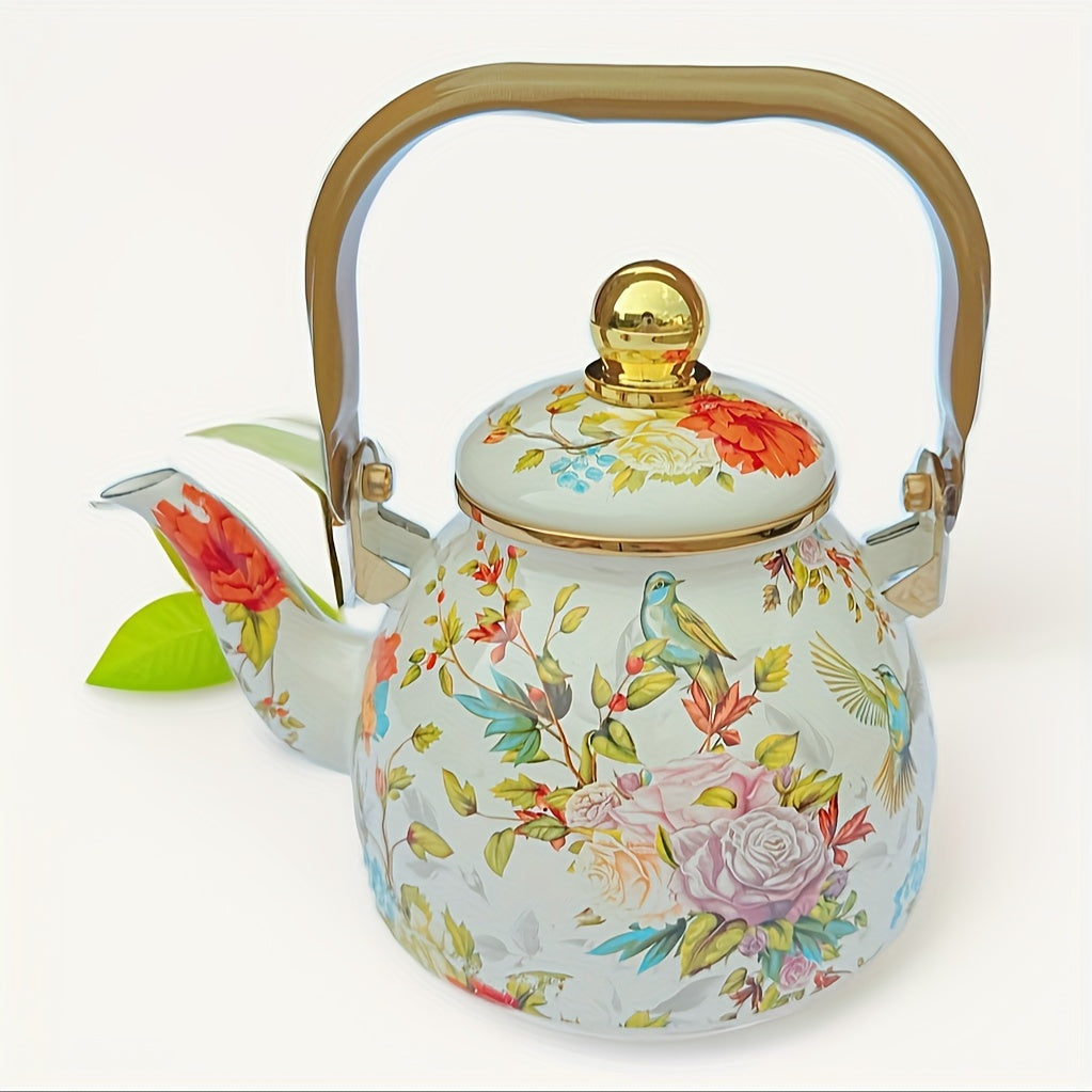 RetroSplash: Enamel Teapot with Classic Look & Robust Design – Perfect for Kitchen & Guests
