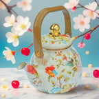 RetroSplash: Enamel Teapot with Classic Look & Robust Design – Perfect for Kitchen & Guests