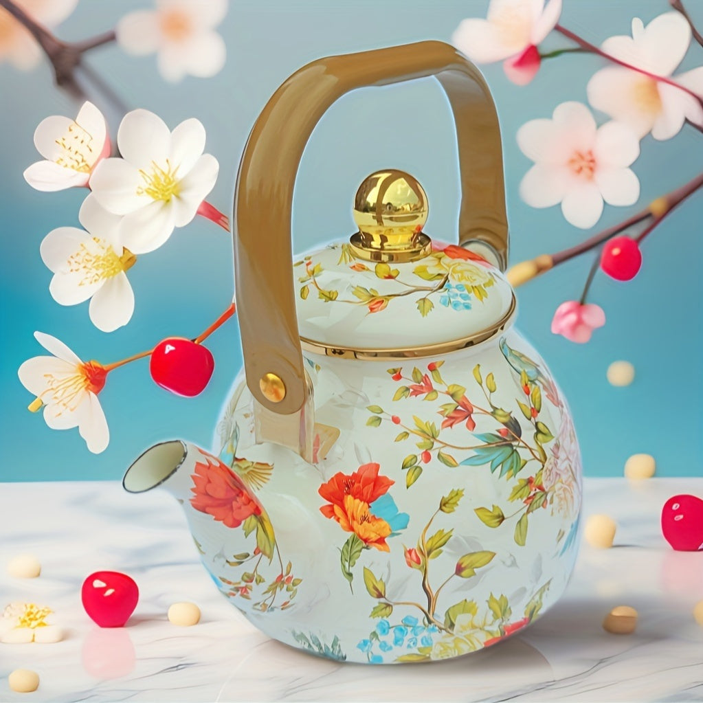 RetroSplash: Enamel Teapot with Classic Look & Robust Design – Perfect for Kitchen & Guests
