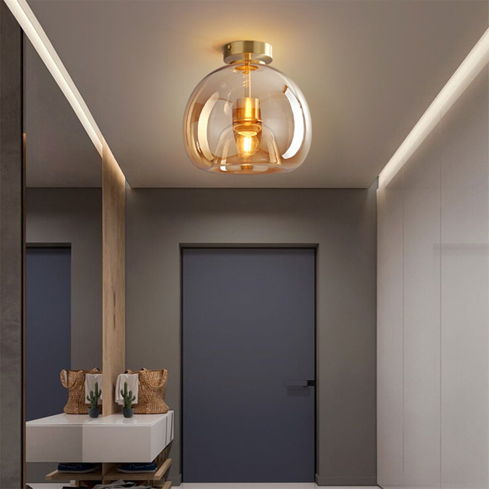 Bela Ceiling Light | Vintage Amber Bubble Glass Shade