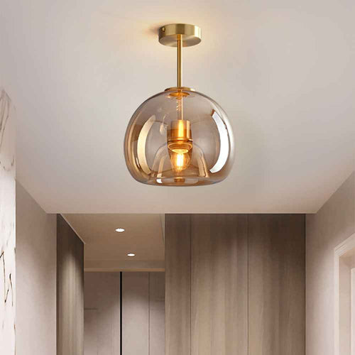 Bela Ceiling Light | Vintage Amber Bubble Glass Shade