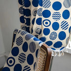 RetroDots: Blue Curtain with Polka Dot Pattern & Tassels – Decorative for Living Room & Bedroom
