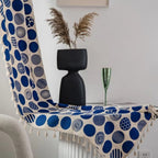 RetroDots: Blue Curtain with Polka Dot Pattern & Tassels – Decorative for Living Room & Bedroom