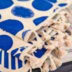 RetroDots: Blue Curtain with Polka Dot Pattern & Tassels – Decorative for Living Room & Bedroom