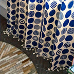 RetroDots: Blue Curtain with Polka Dot Pattern & Tassels – Decorative for Living Room & Bedroom